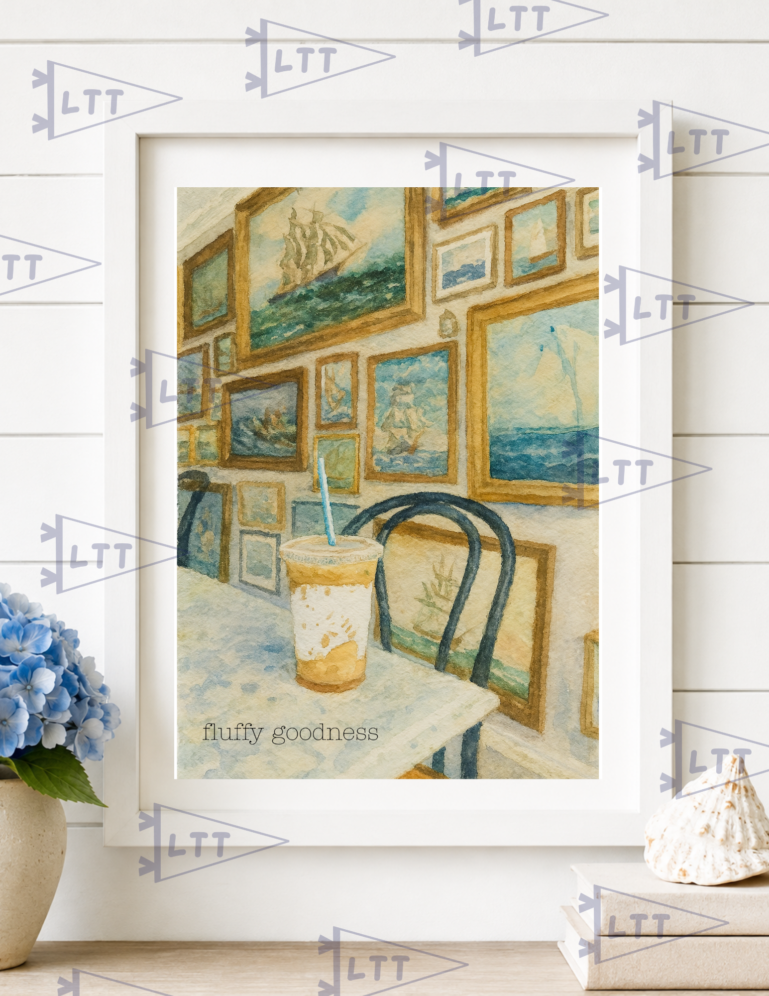 Fluffy seagull print and card