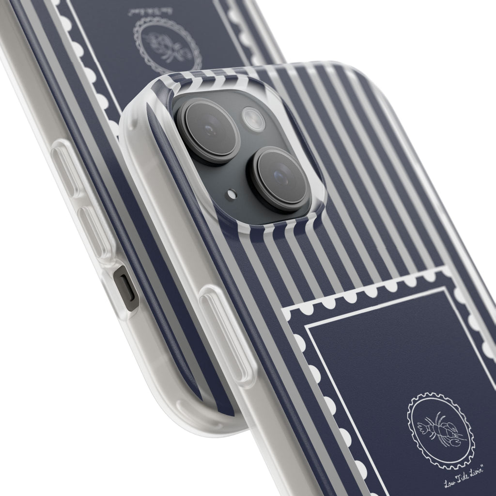 Stamped by the Sea- Navy Stripe phone case
