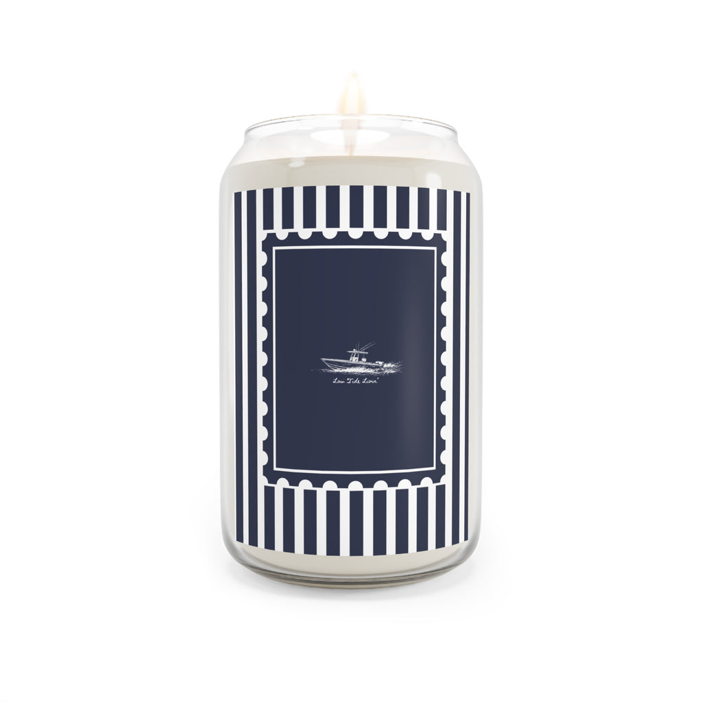 Navy Striped Frame Candle- 13.75 oz Vanilla Bean