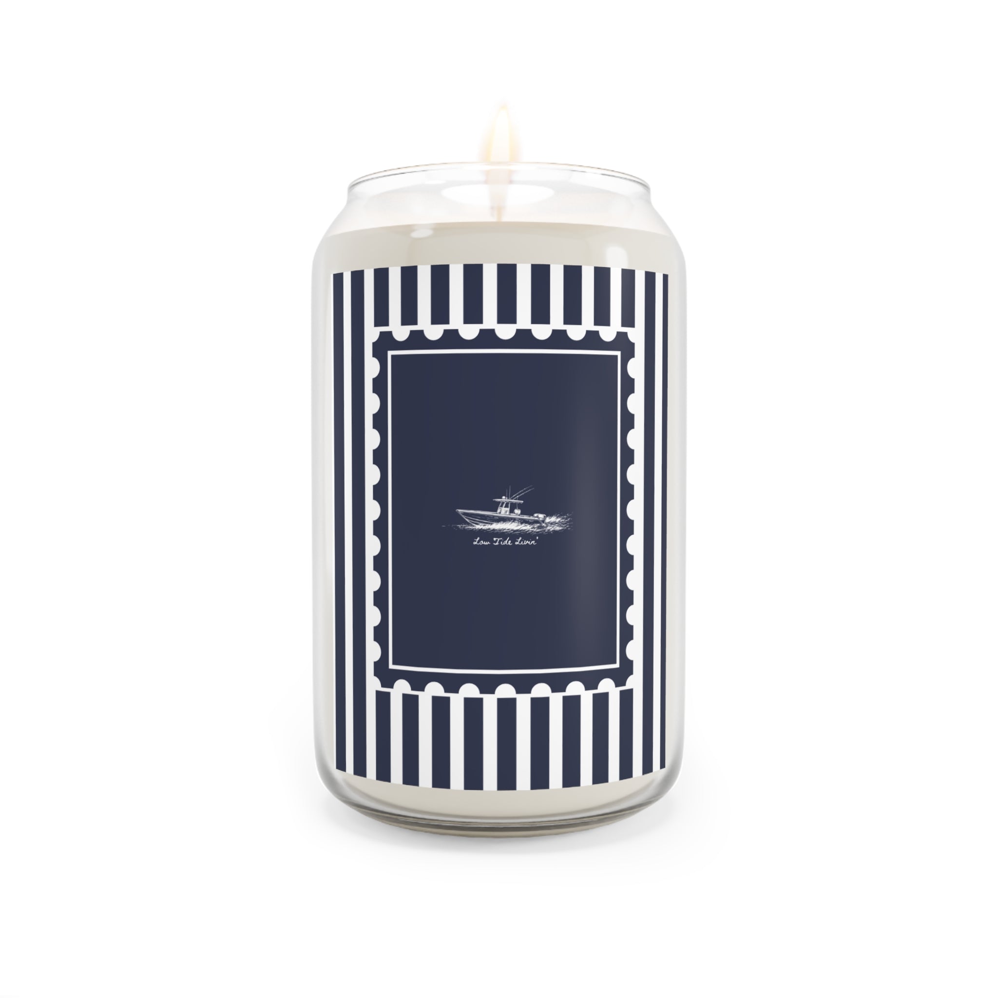 Navy Striped Frame Candle- 13.75 oz Vanilla Bean
