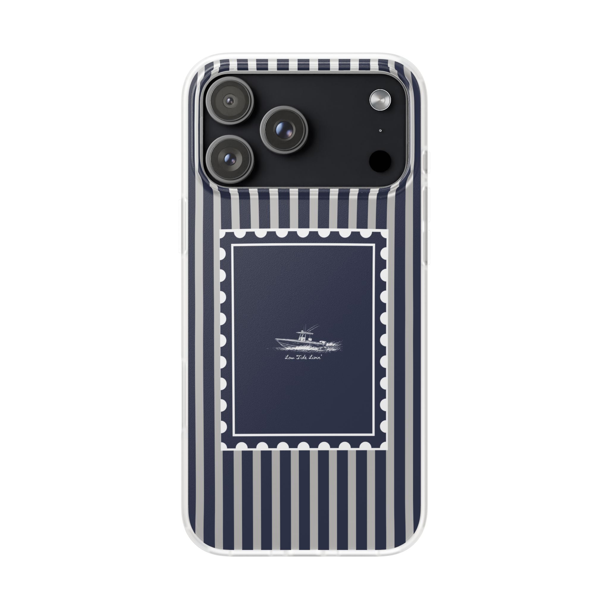 All day Offshore boat- Navy Stripe phone case
