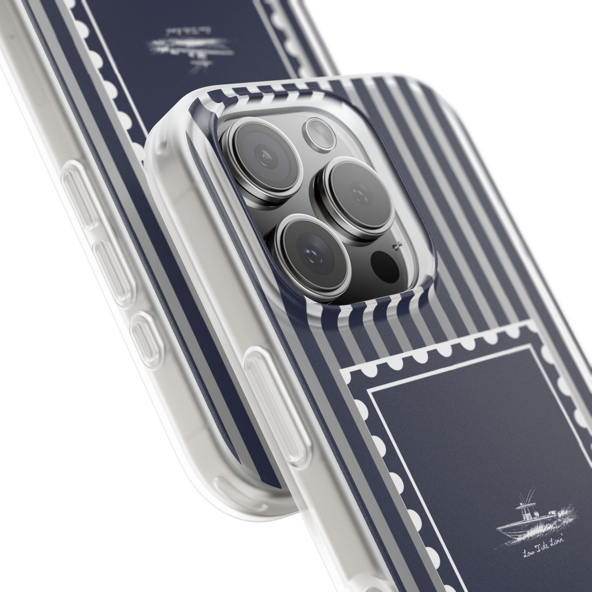 All day Offshore boat- Navy Stripe phone case