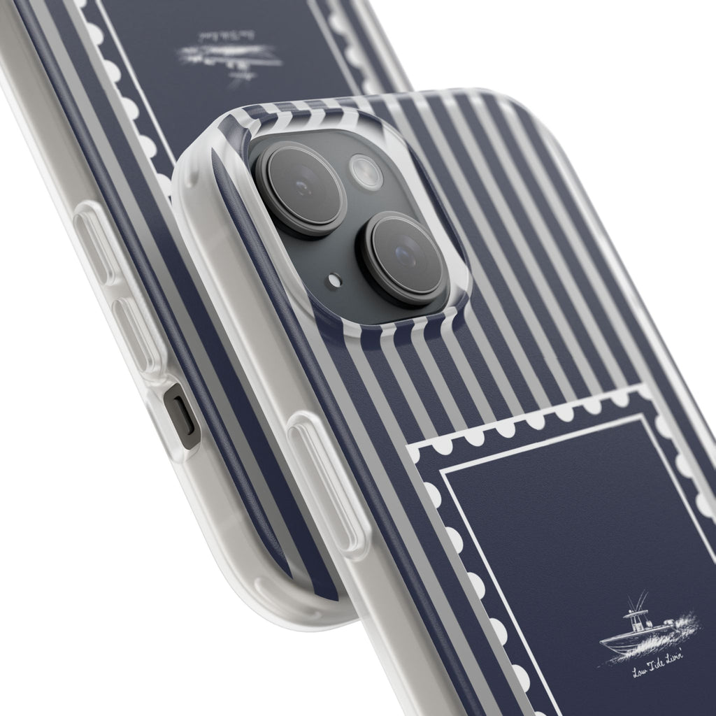All day Offshore boat- Navy Stripe phone case