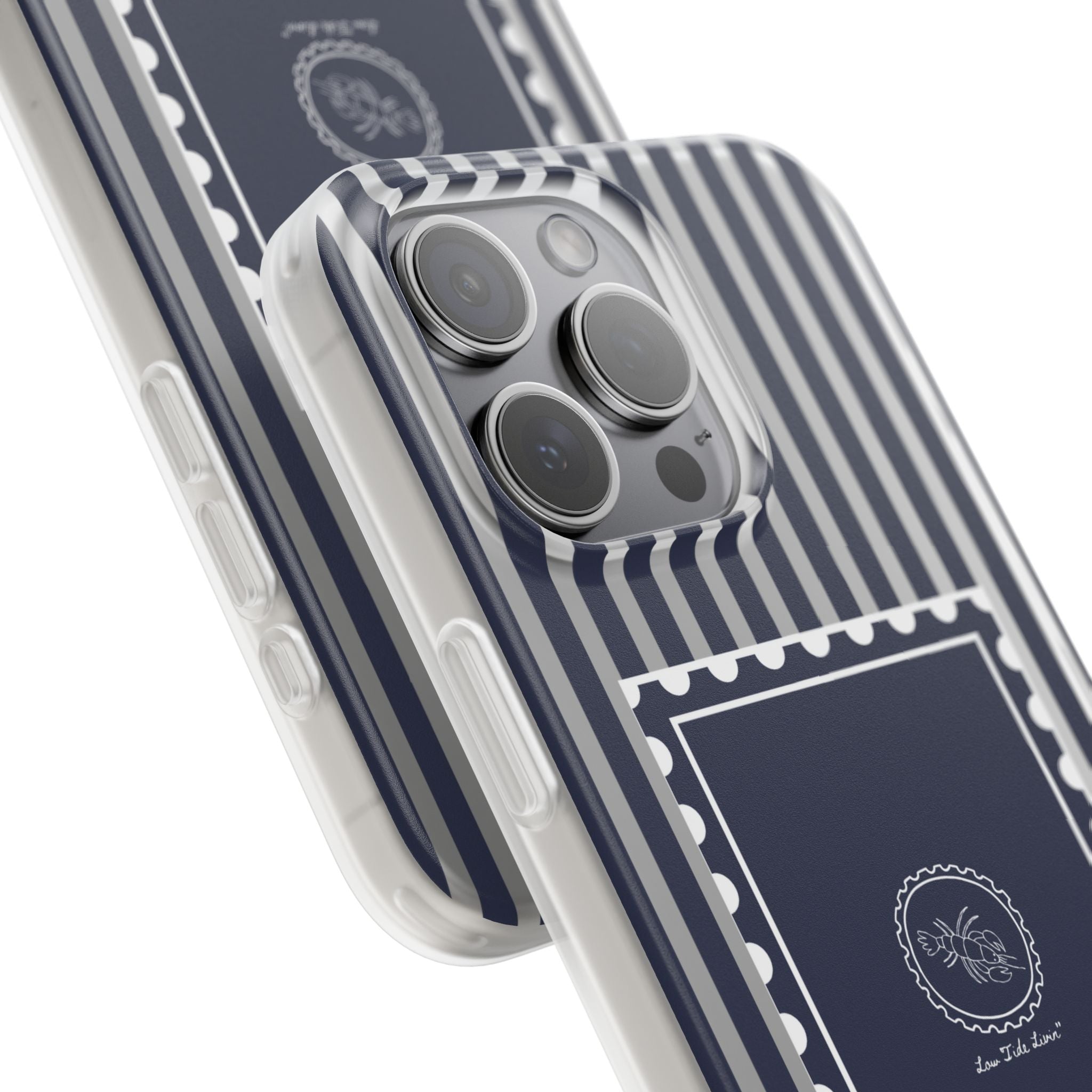 Stamped by the Sea- Navy Stripe phone case