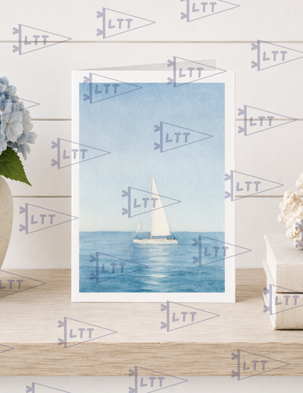 White Sailboat Print and card