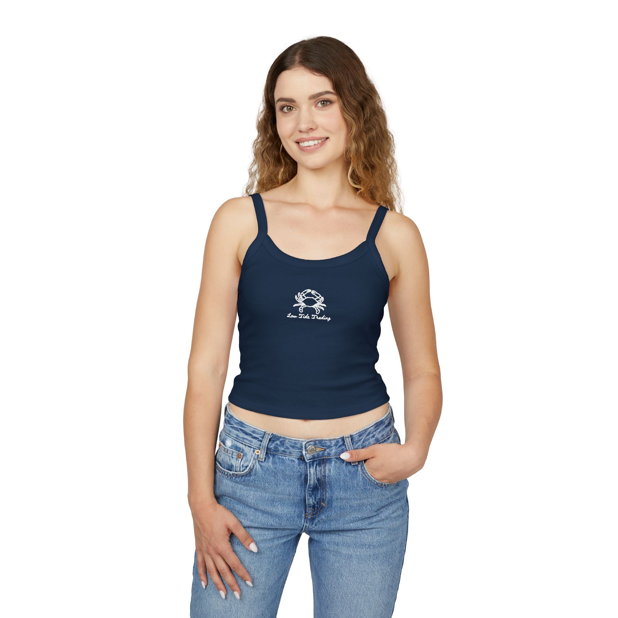 Crab Logo Women's Spaghetti Strap Tank Top — Nautical Beachy Summer Tee