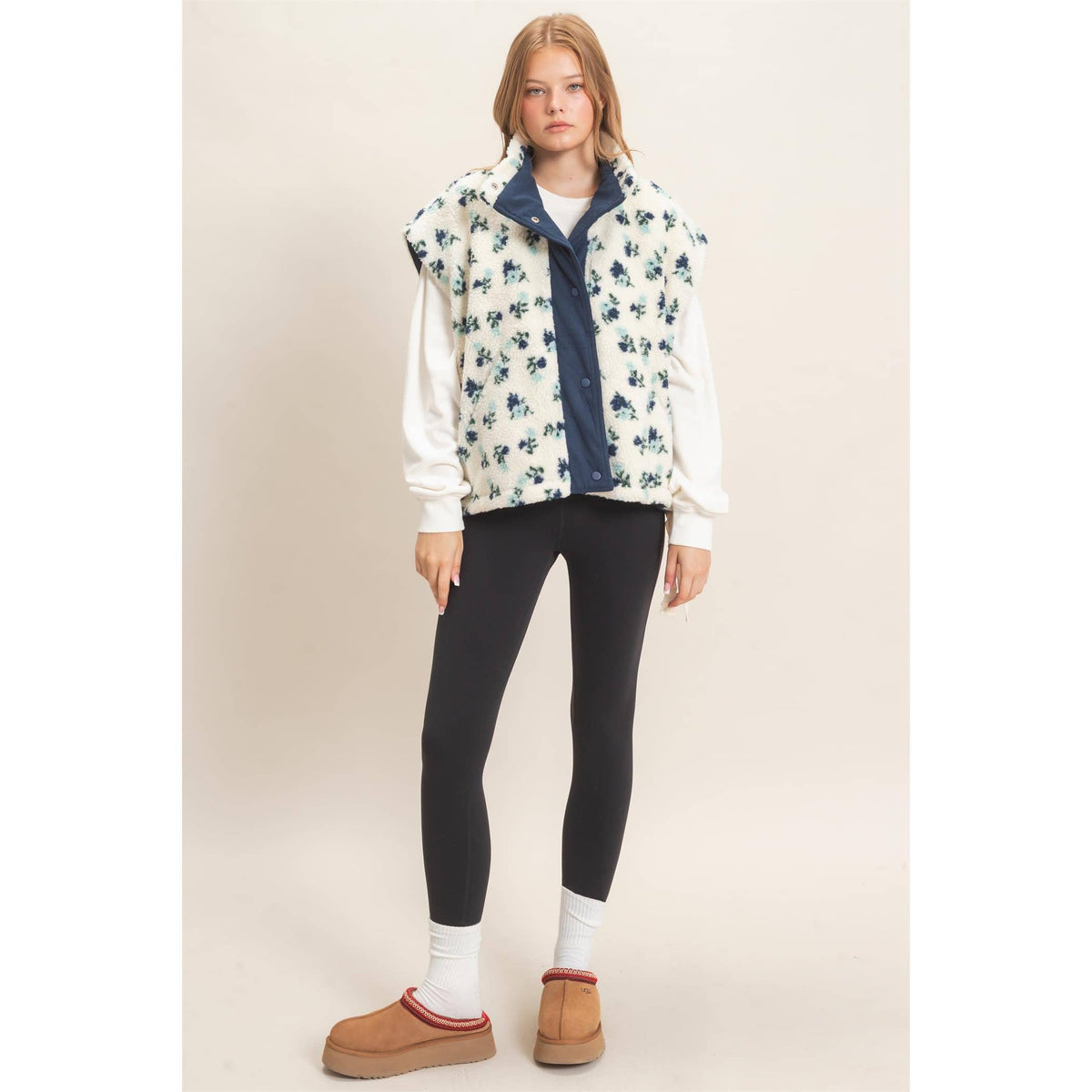 Floral Oversized Sherpa Vest