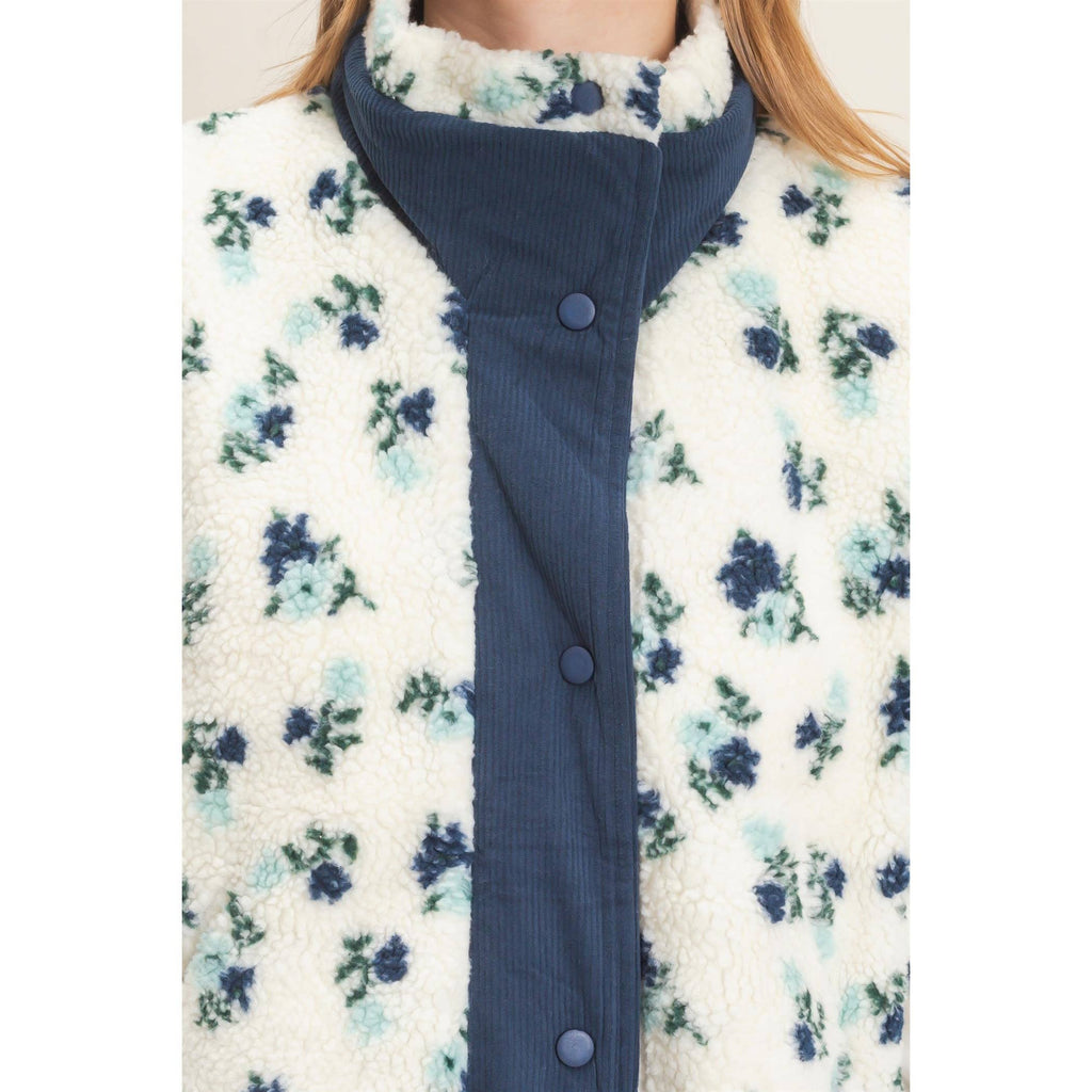 Floral Oversized Sherpa Vest