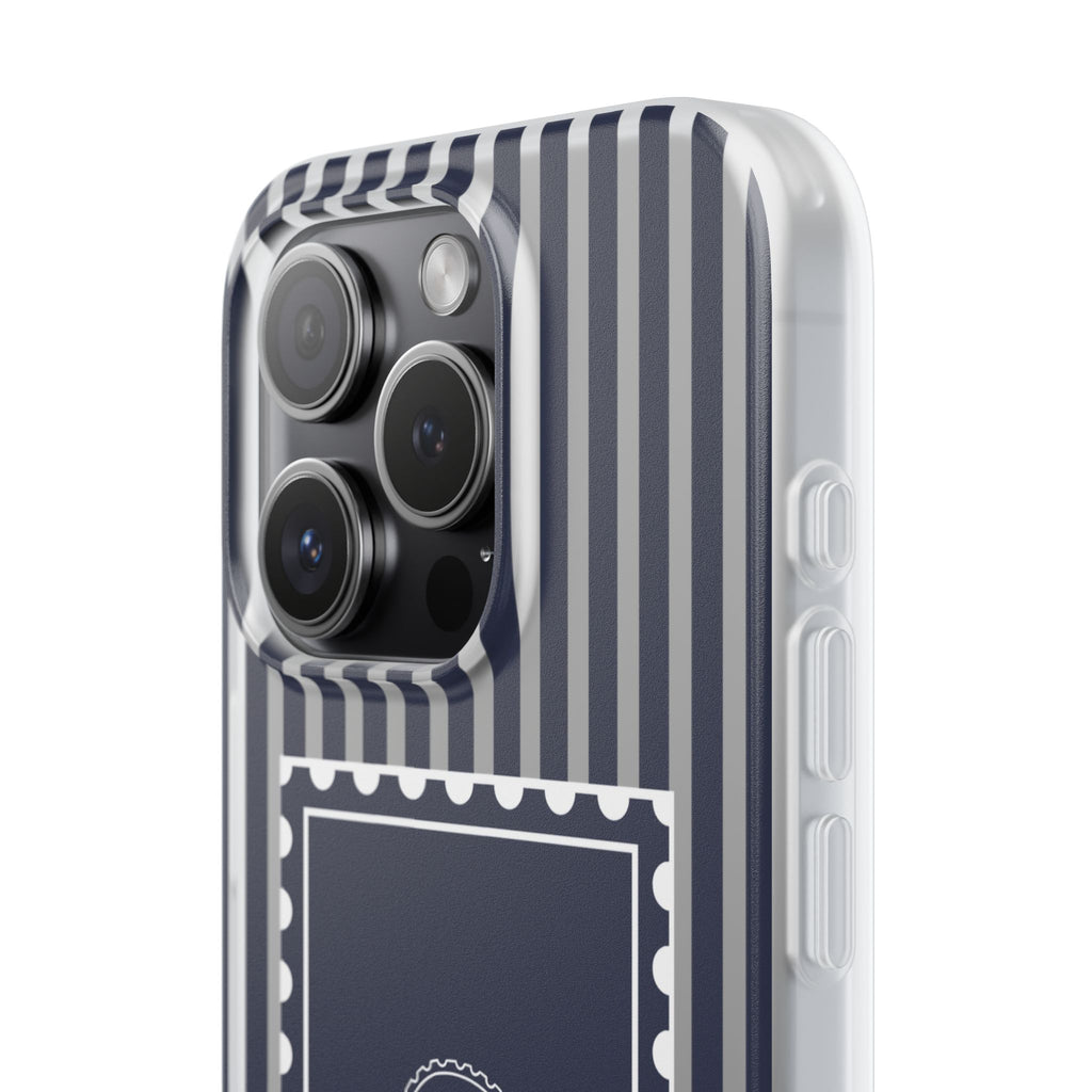 Stamped by the Sea- Navy Stripe phone case