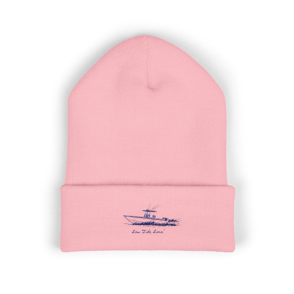 Embroidered Minimalist Sailboat Cuffed Beanie