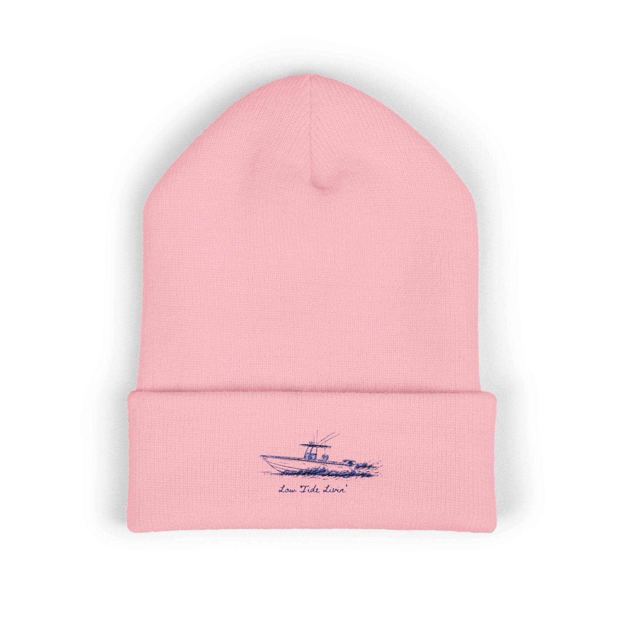 Embroidered Minimalist Sailboat Cuffed Beanie