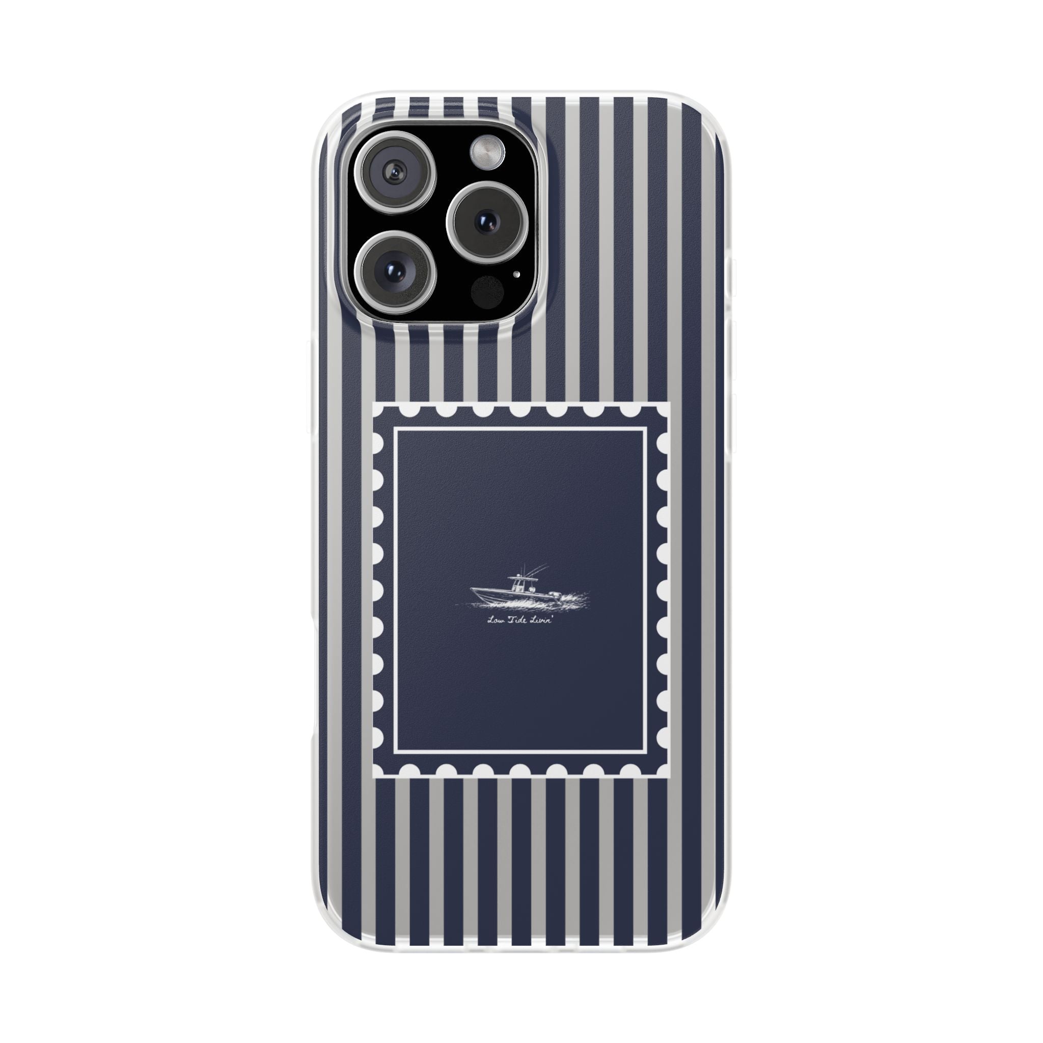 All day Offshore boat- Navy Stripe phone case