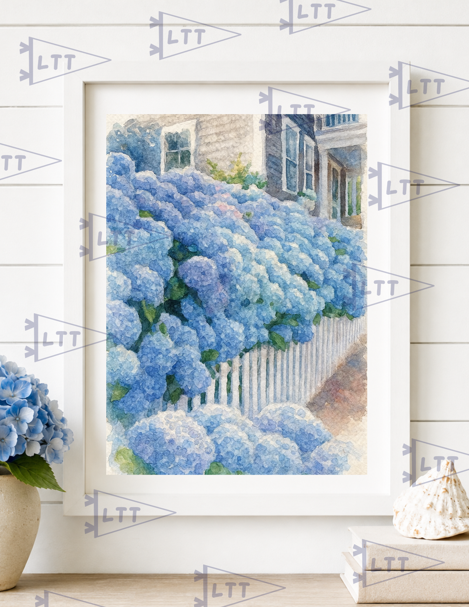 Main Street Hydrangeas Print and Card