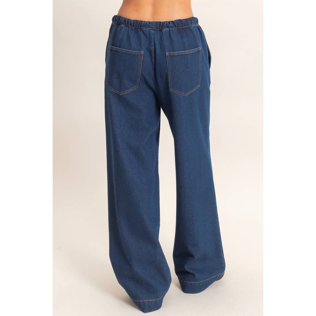 Drawstring Wide Leg Jeans