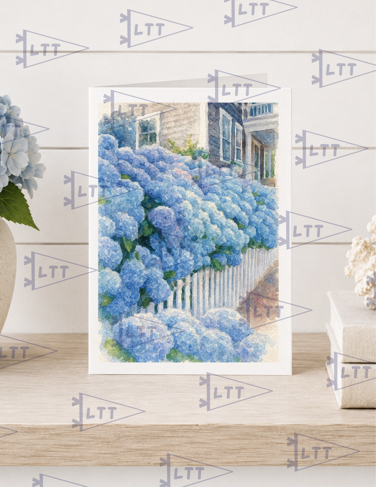 Main Street Hydrangeas Print and Card