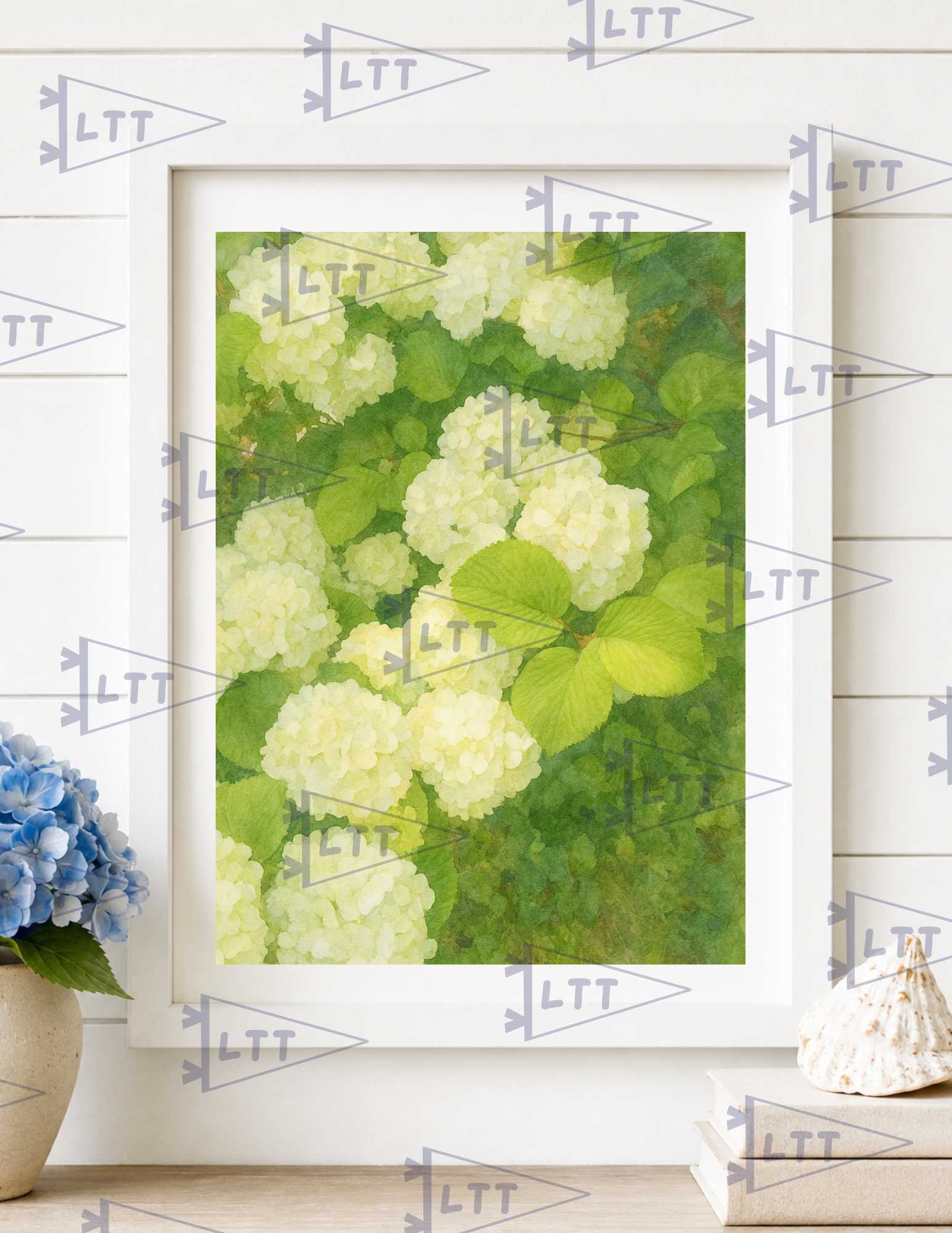 White Hydrangea Print and card