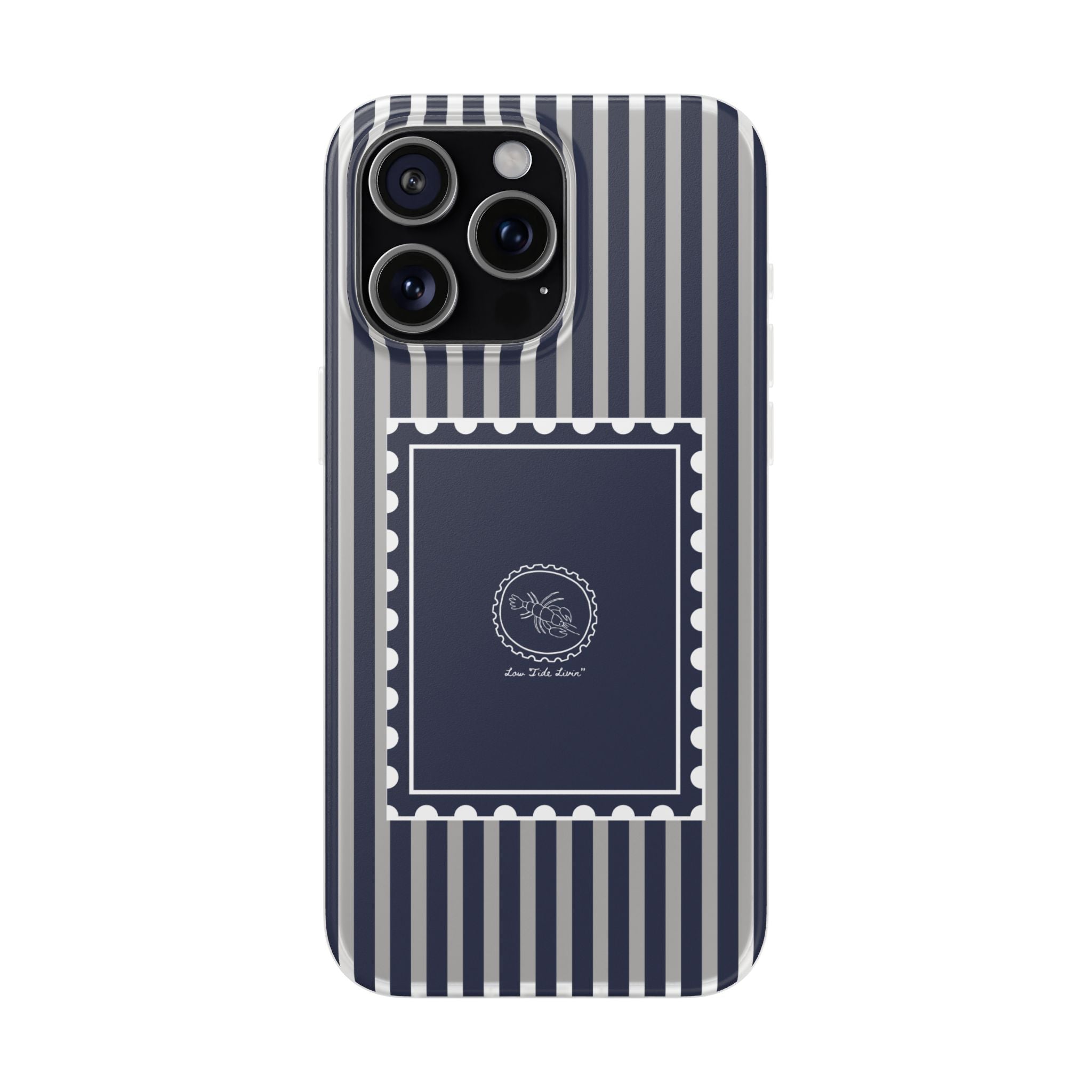 Stamped by the Sea- Navy Stripe phone case