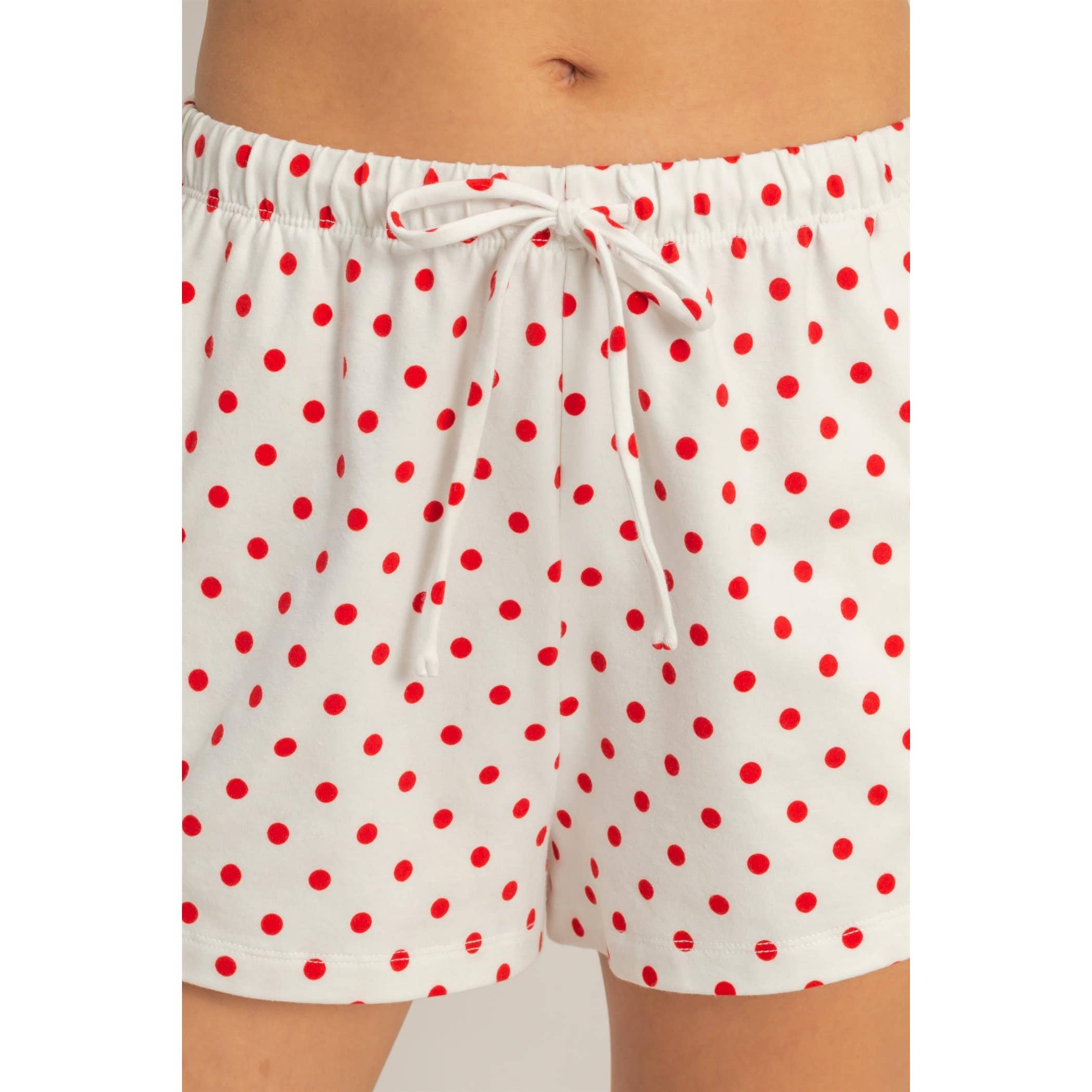 Red Polka Dot Drawstring Shorts