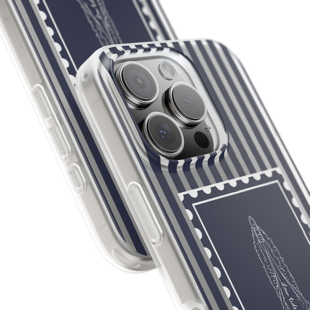 All Day Off Shore wake- Navy stripe phone case
