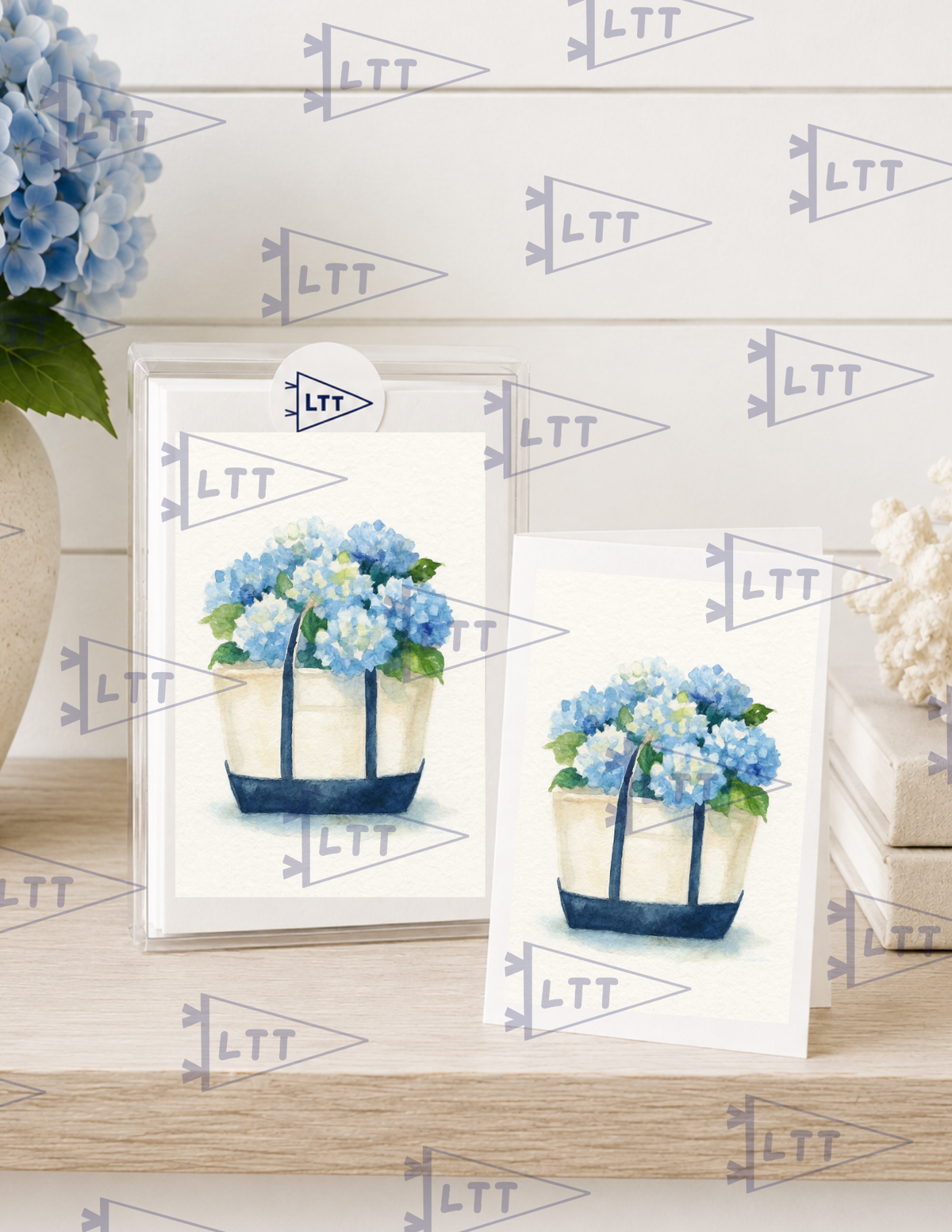 Boat Tote Hydrangea Print and card