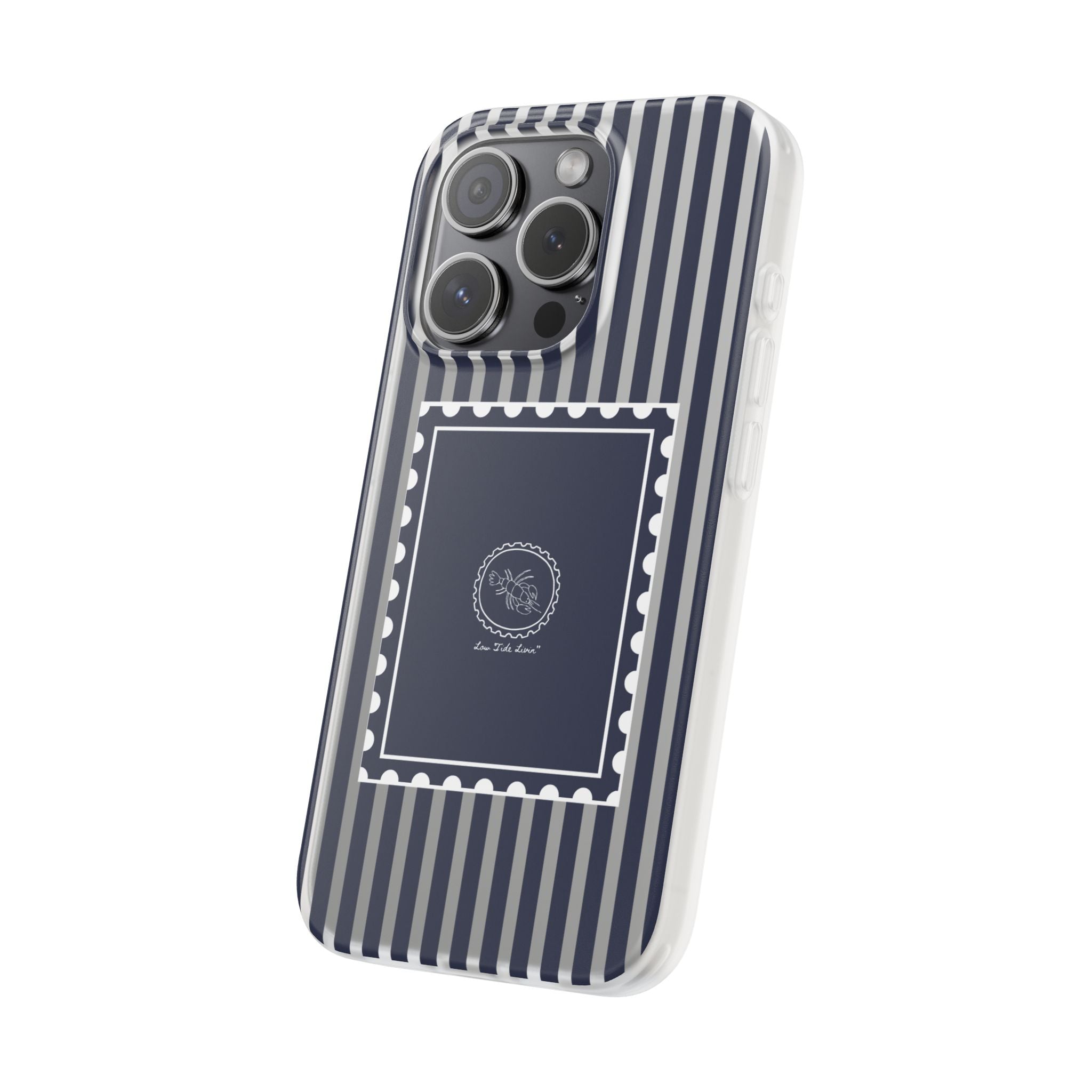 Stamped by the Sea- Navy Stripe phone case
