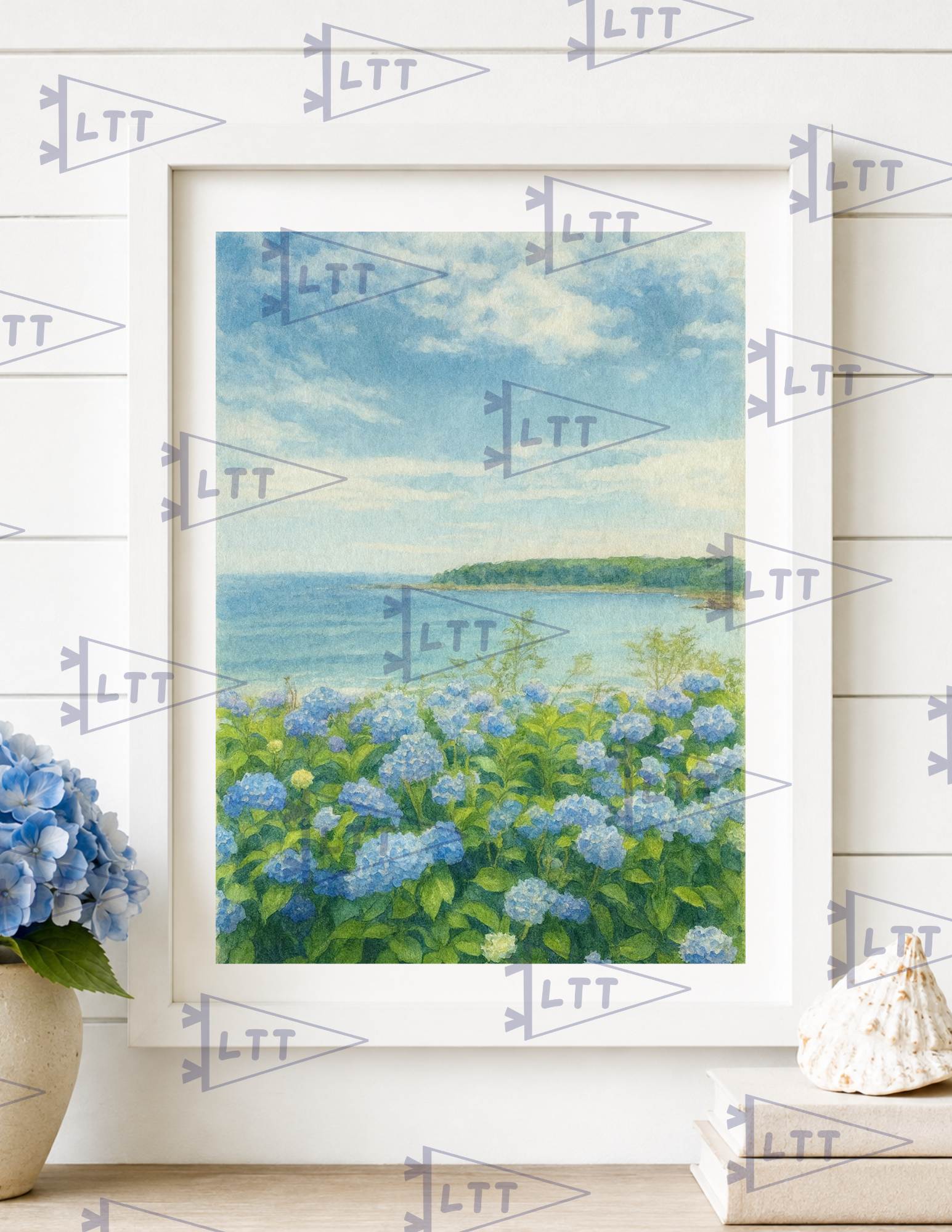 Hydrangeas on the water Print and card