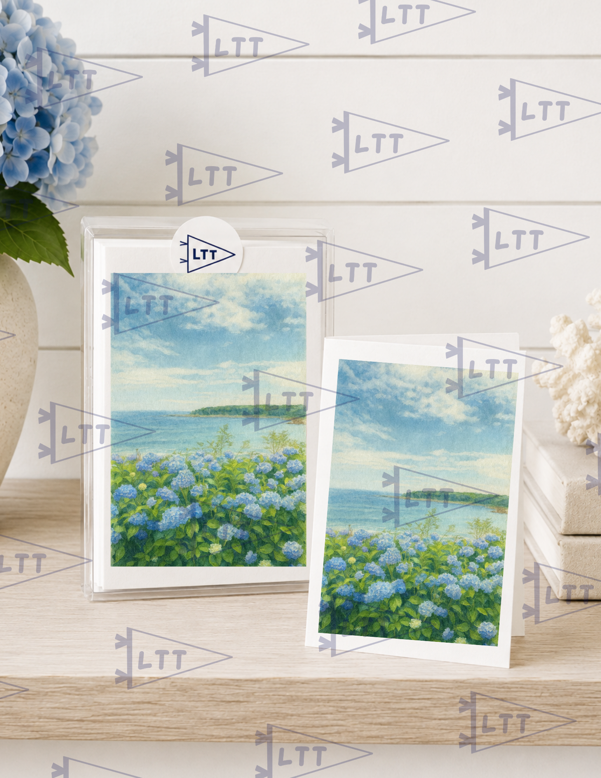 Hydrangeas on the water Print and card
