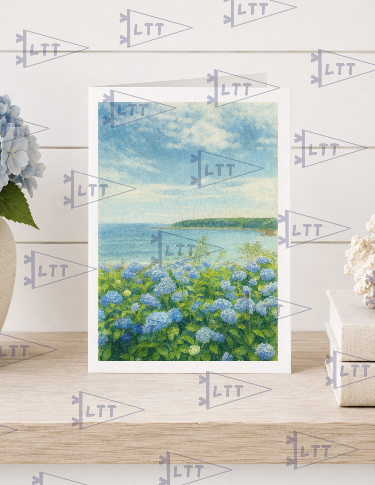 Hydrangeas on the water Print and card