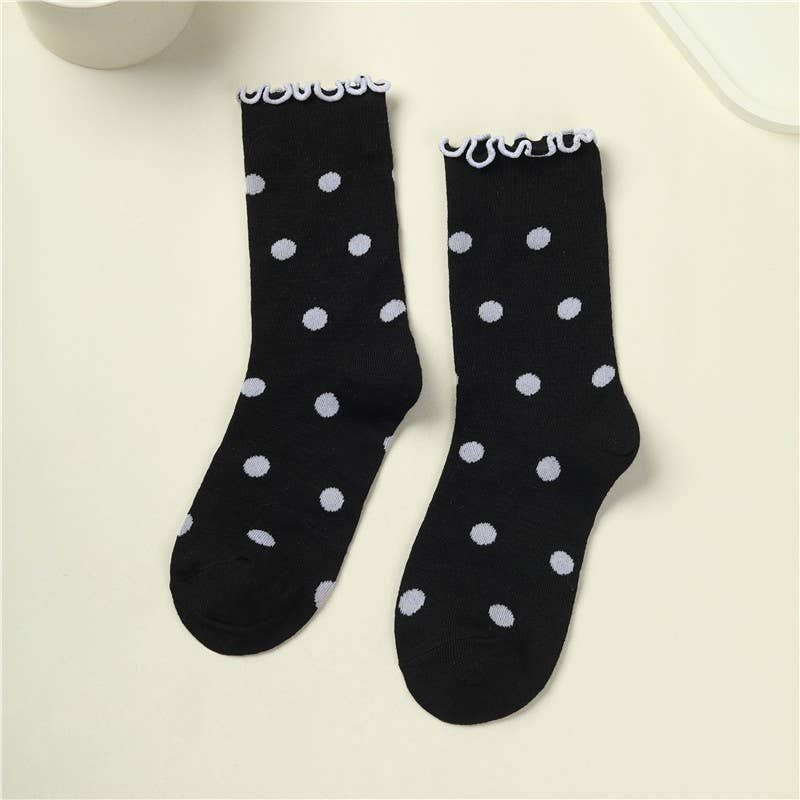 Ruffled Polka Dot Crew Sock