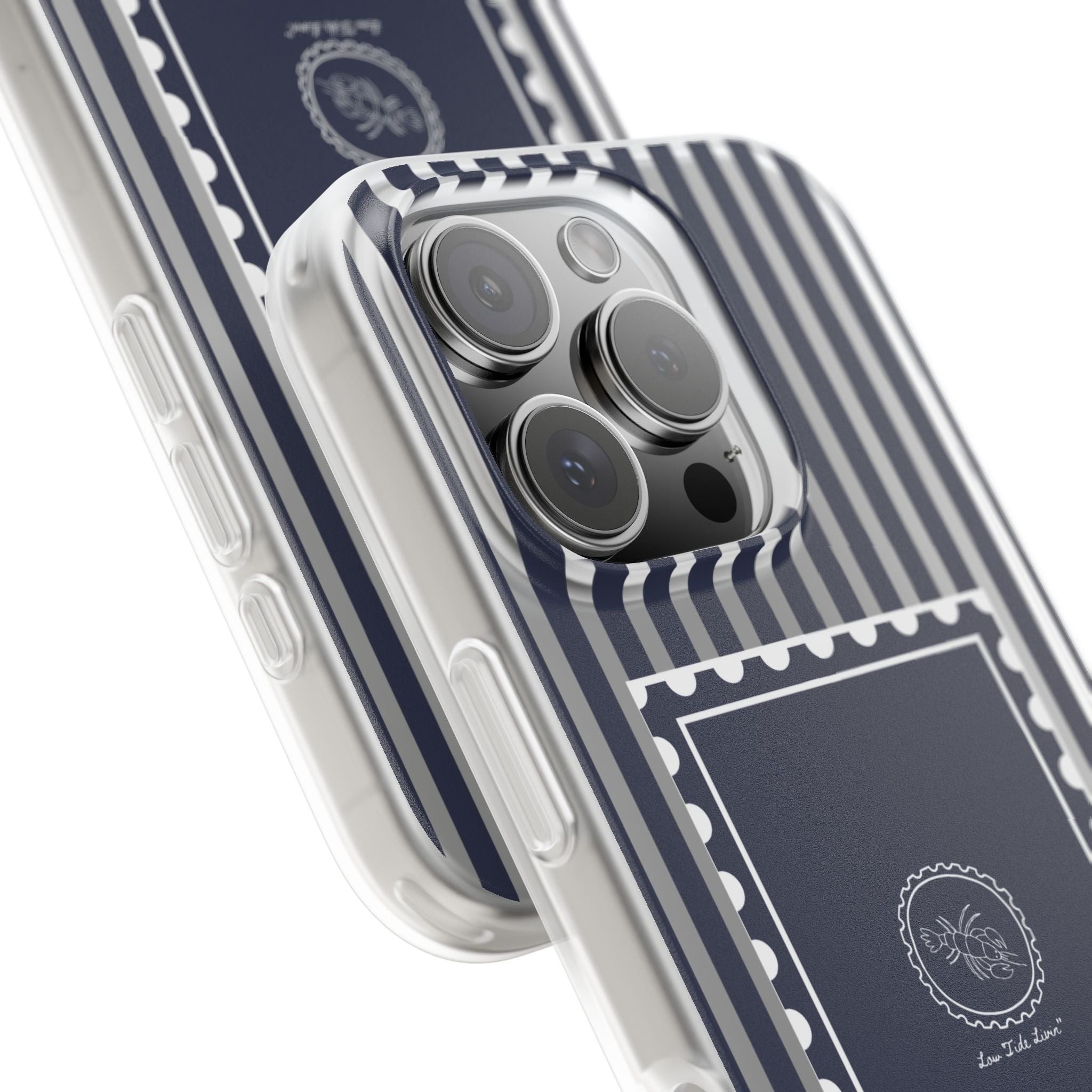 Stamped by the Sea- Navy Stripe phone case