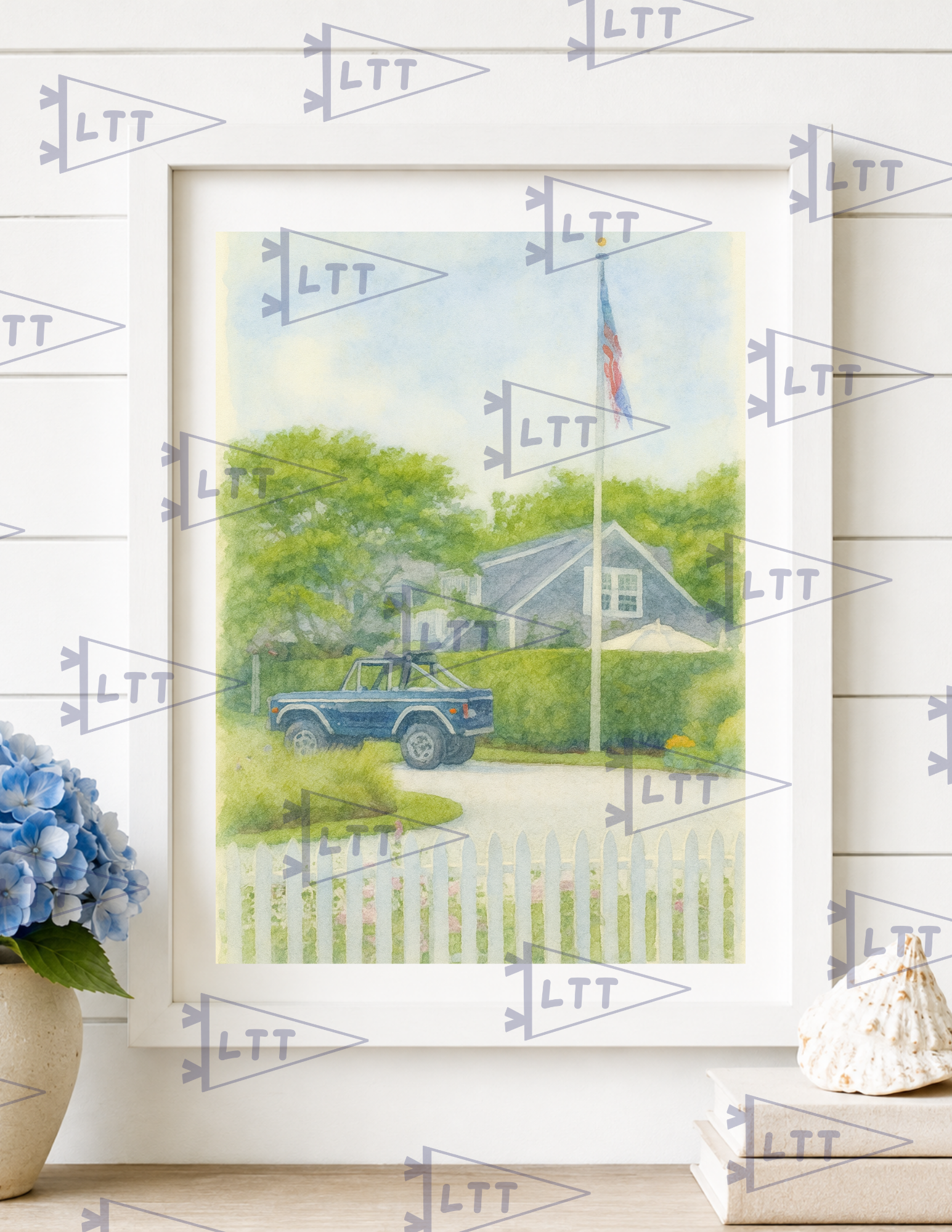 Navy Bronco Print and card