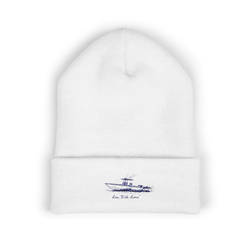 Embroidered Minimalist Sailboat Cuffed Beanie