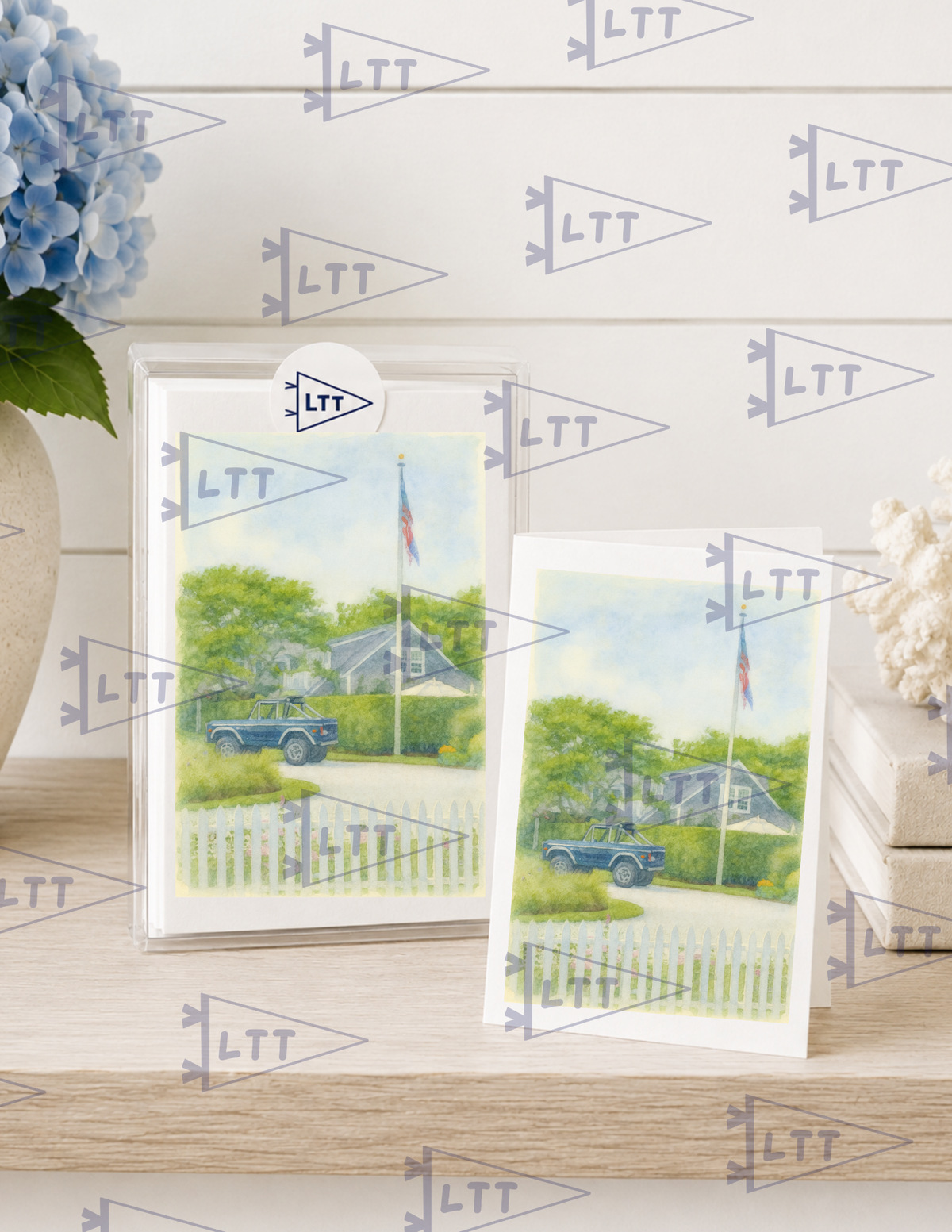 Navy Bronco Print and card