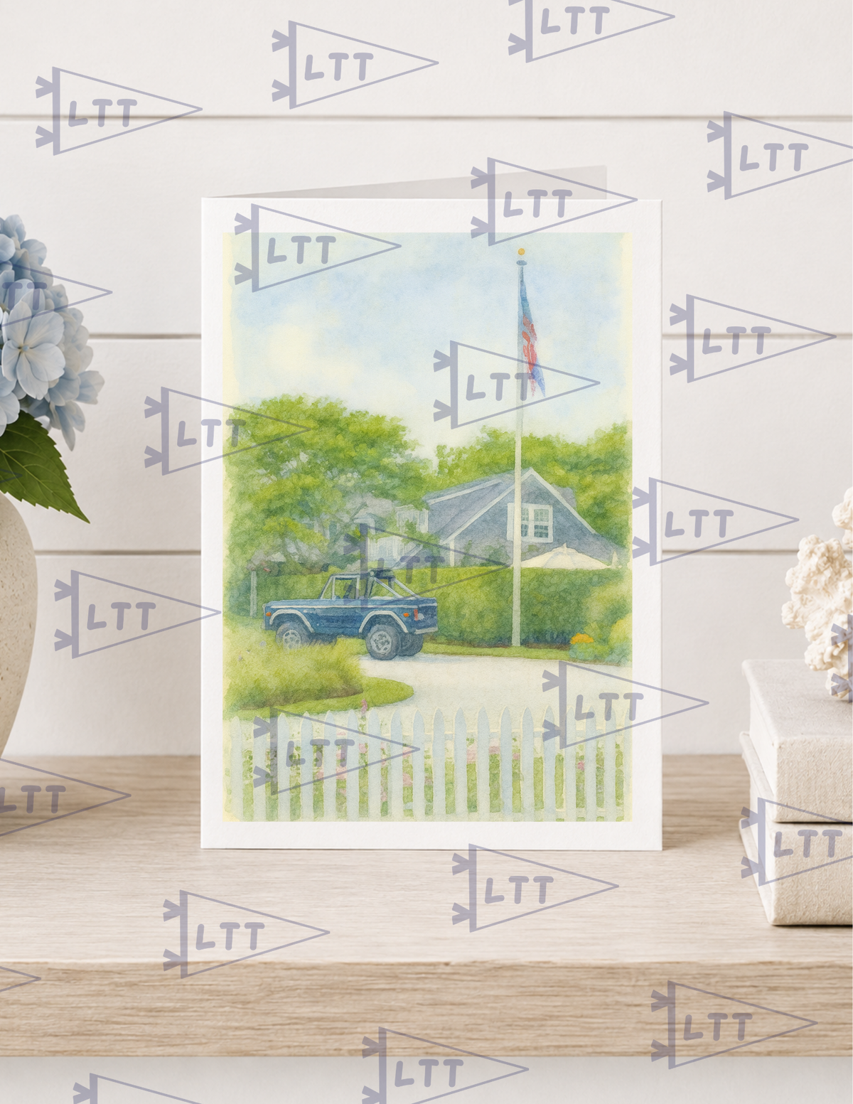 Navy Bronco Print and card