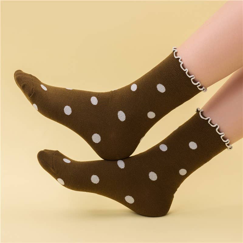 Ruffled Polka Dot Crew Sock