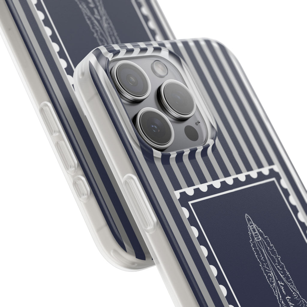 All Day Off Shore wake- Navy stripe phone case