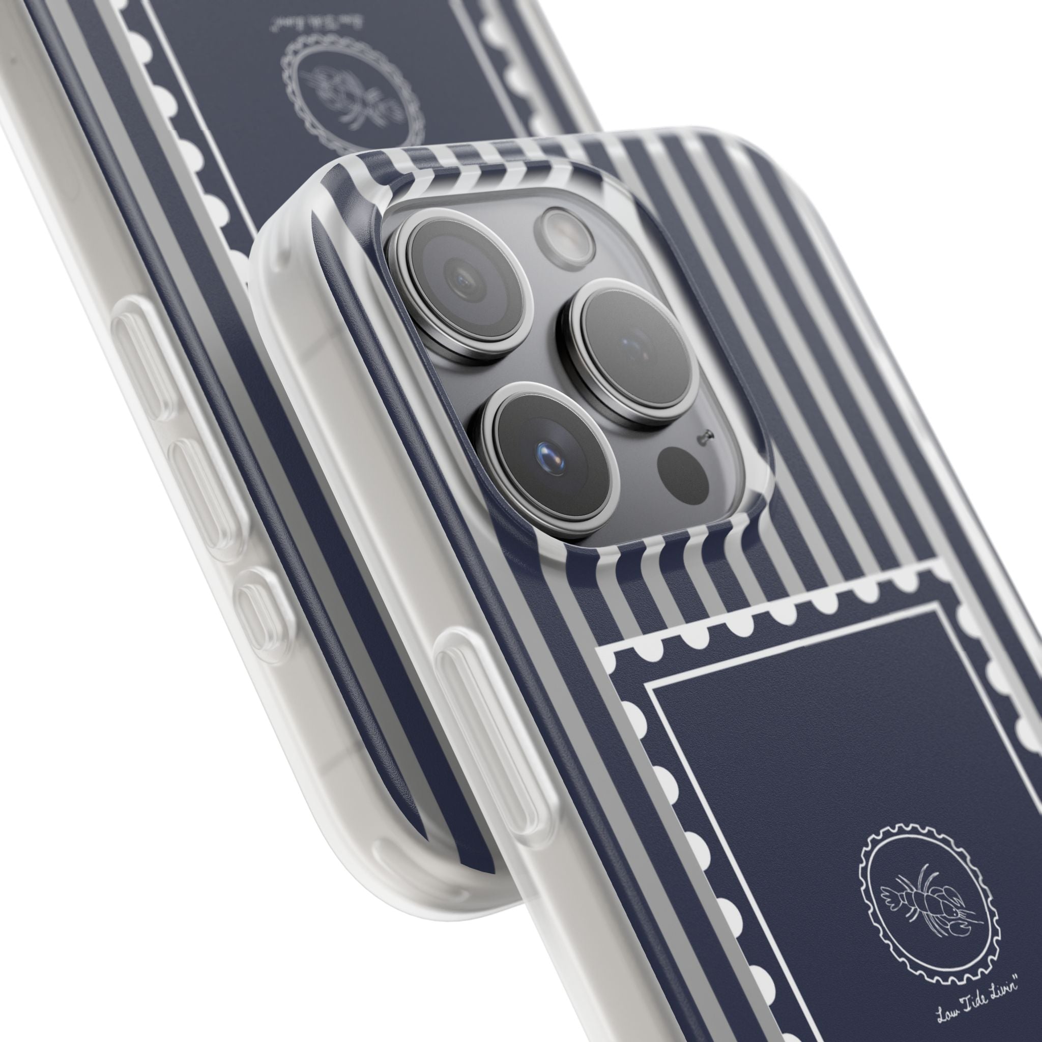 Stamped by the Sea- Navy Stripe phone case