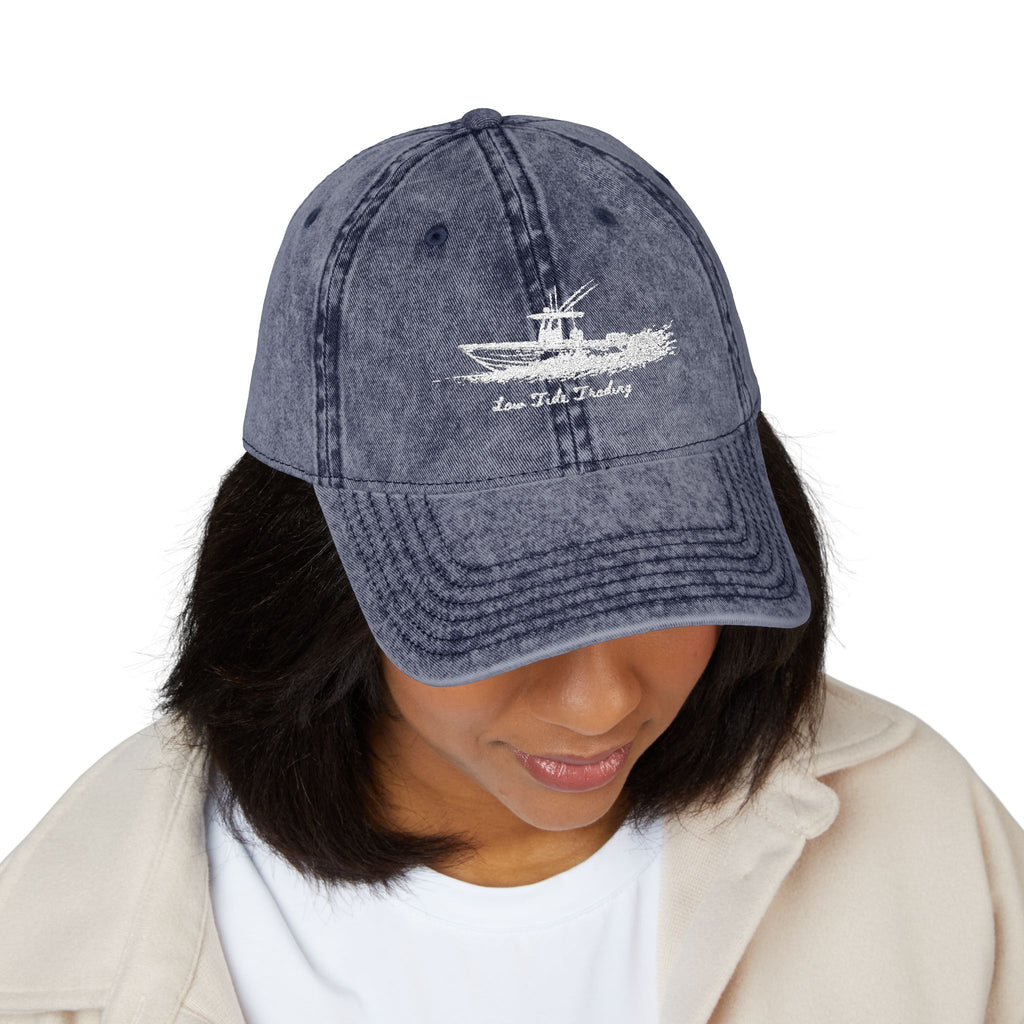 Vintage Embroidered Seaplane Cap — Washed Navy Hat for Aviators & Travelers