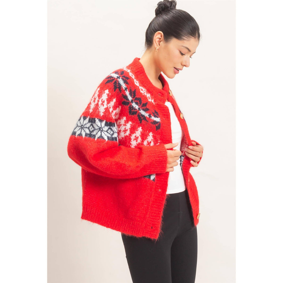 Fair Isle Button-Front Cardigan