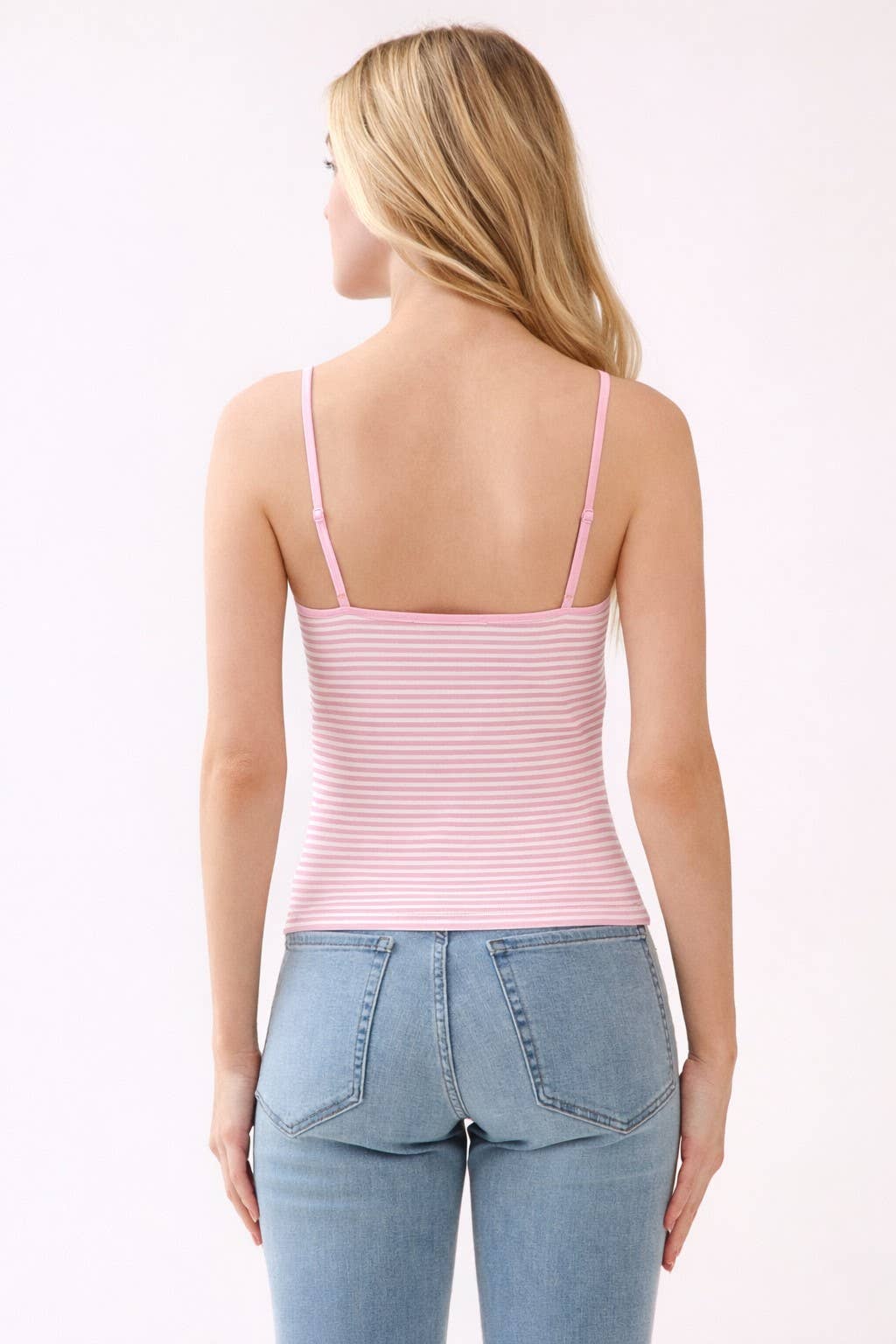 navy and white stripe tank