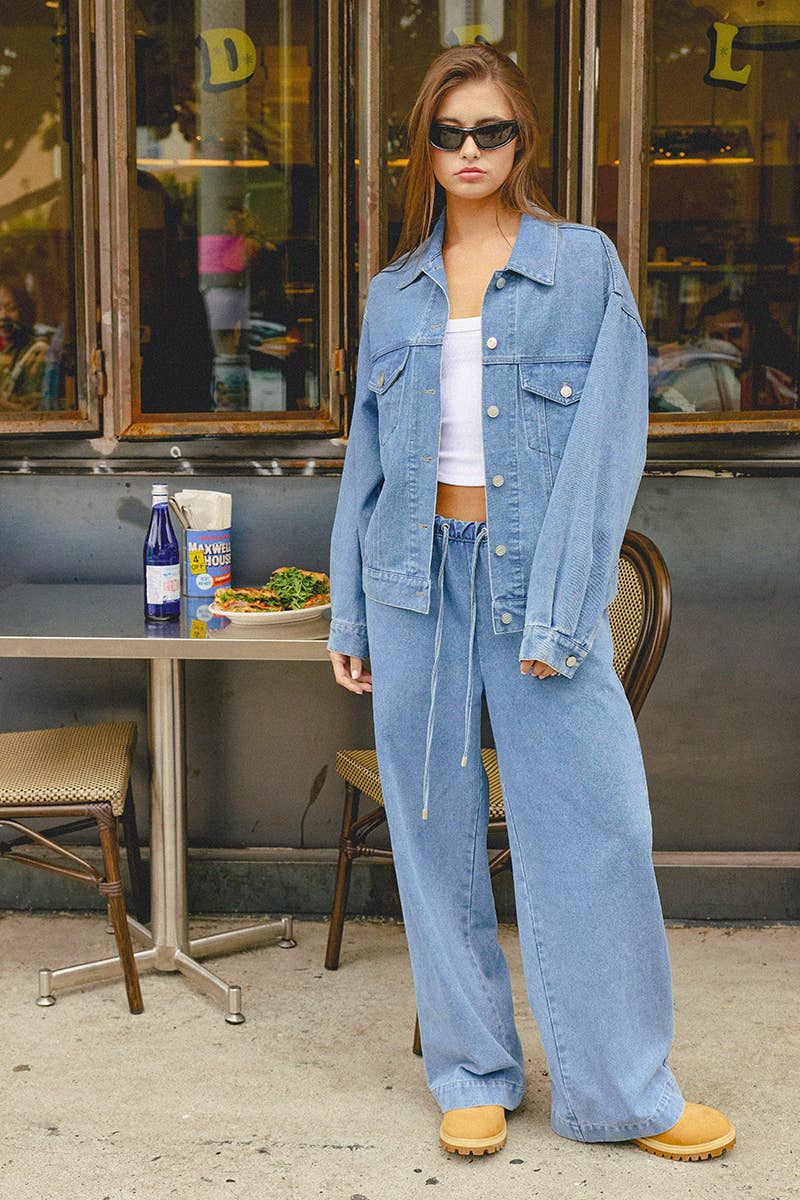 Drawstring Wide Leg Jeans