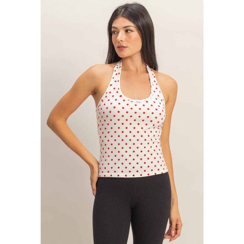 Red Polka Dot Halter Top