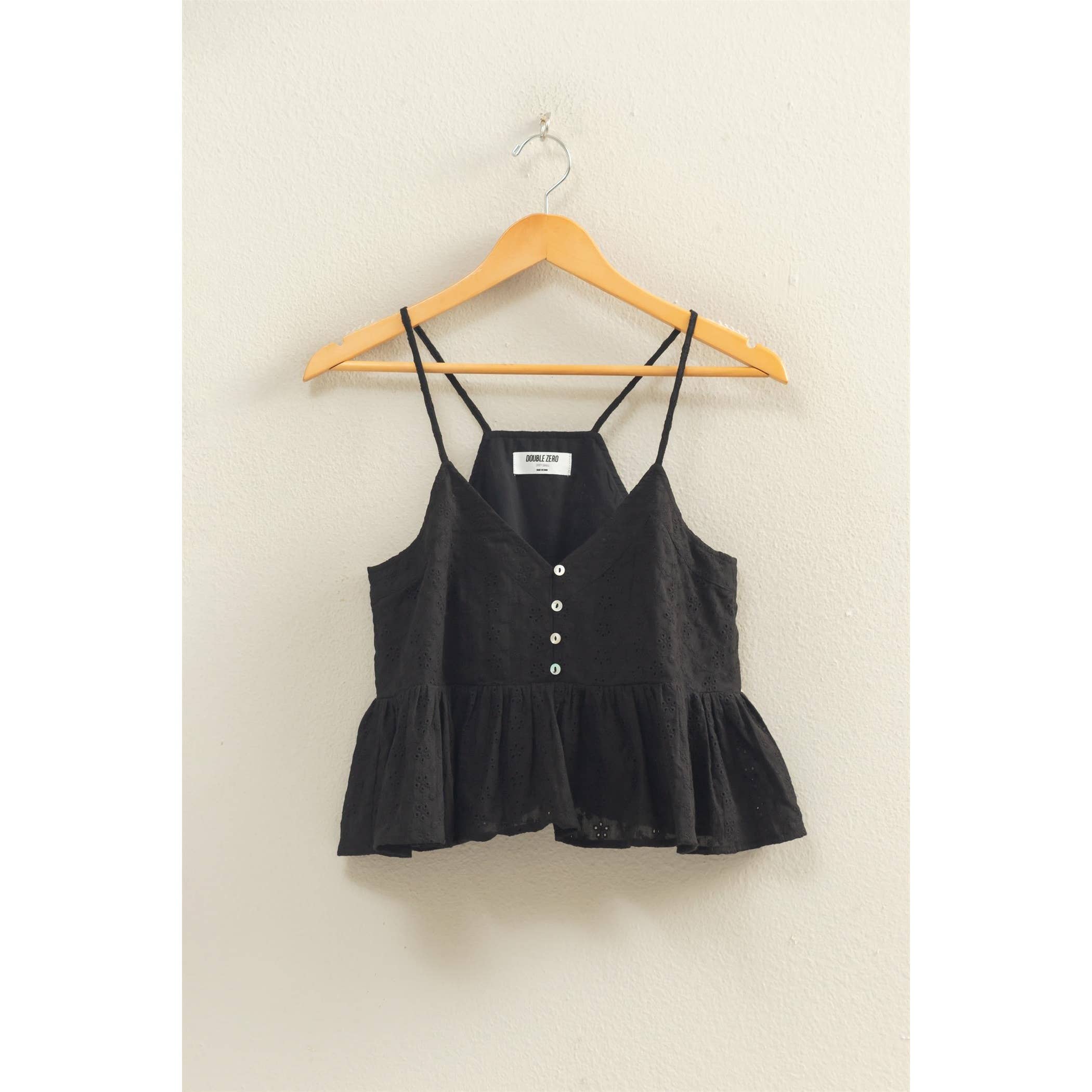 Eyelet Button Peplum Top