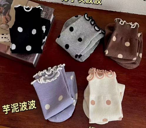 Ruffled Polka Dot Crew Sock