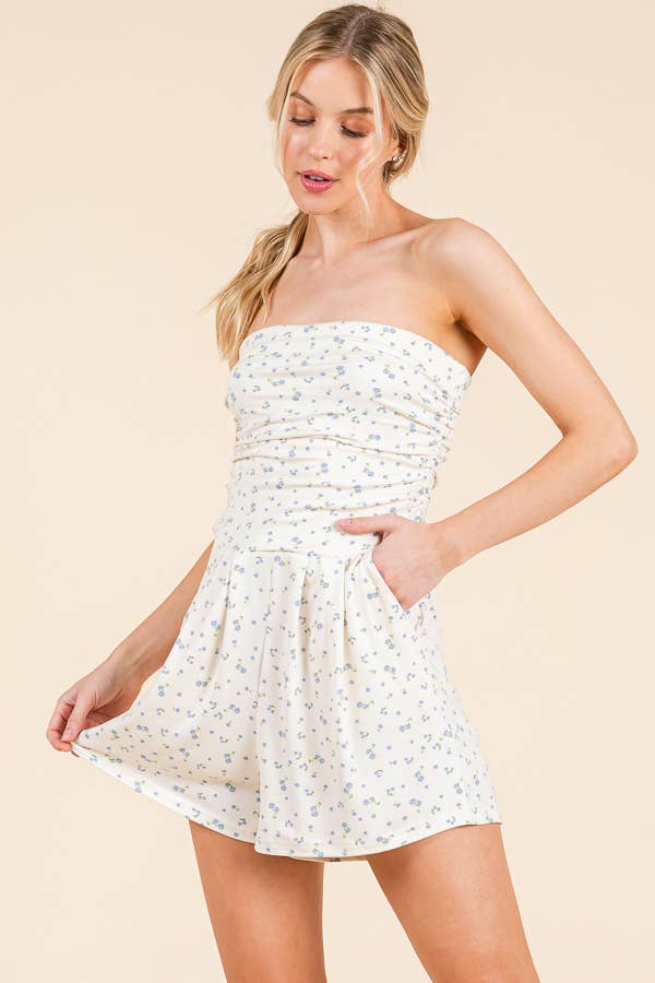 Floral strapless romper