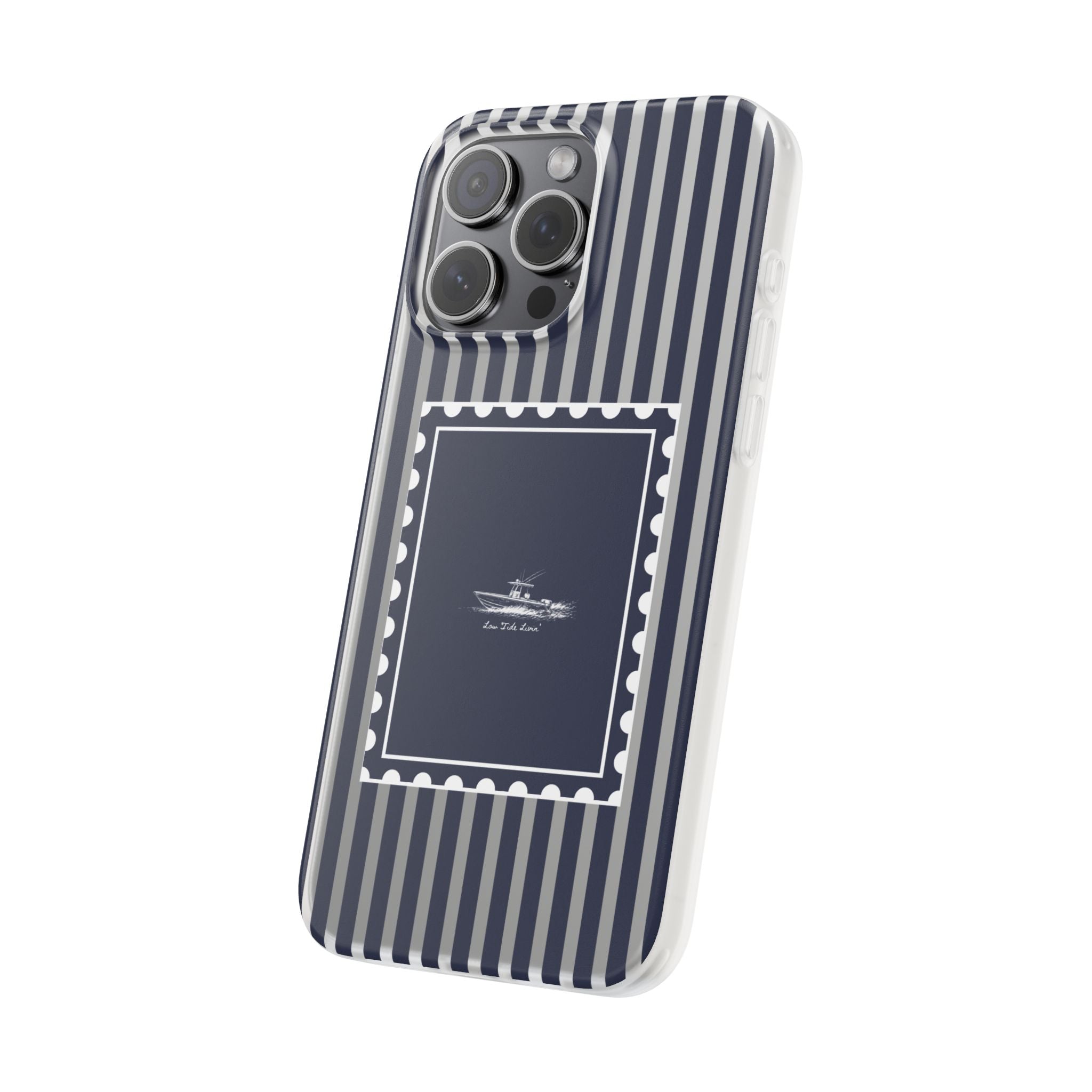 All day Offshore boat- Navy Stripe phone case