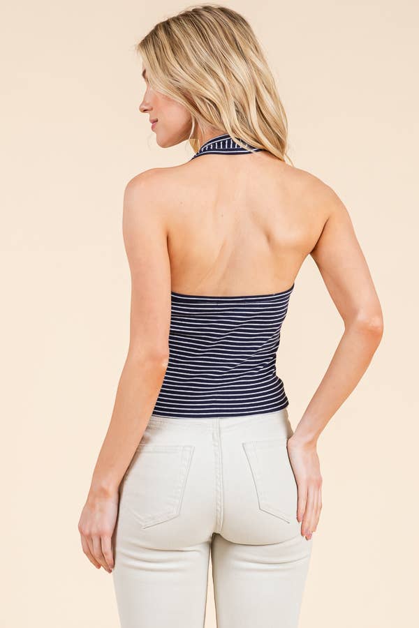 stripe halter tank