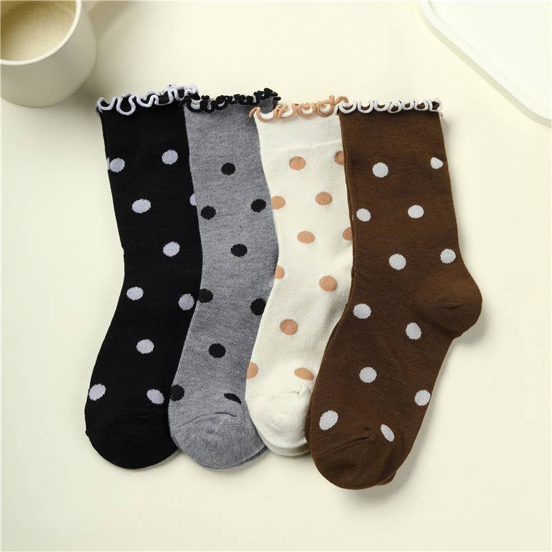 Ruffled Polka Dot Crew Sock