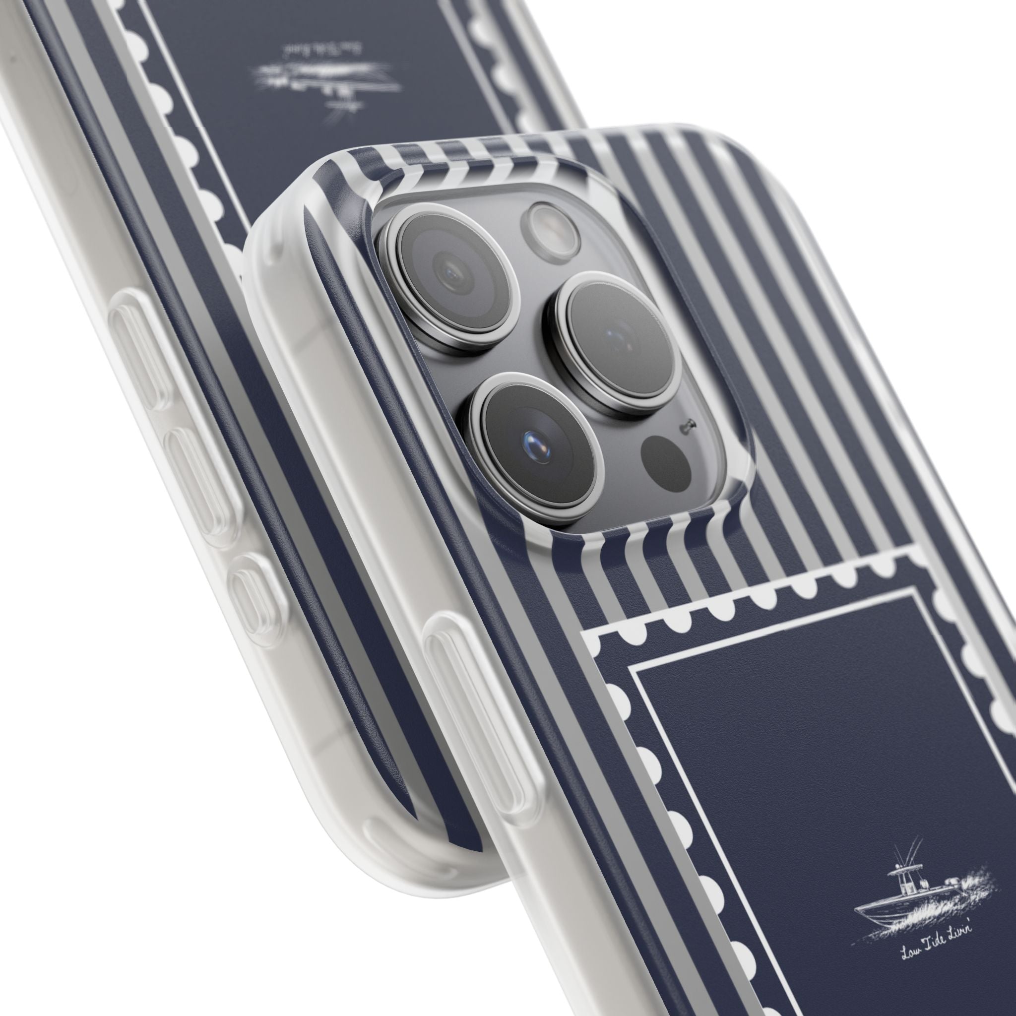 All day Offshore boat- Navy Stripe phone case