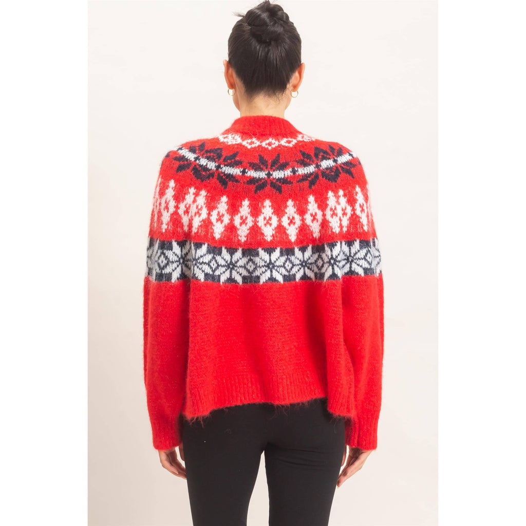 Fair Isle Button-Front Cardigan